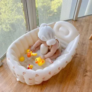 Inflatable Baby Bathtub Deflates and Folds Easily Non Slip Spa Tub Portable Infant Toddler Bathing Tub for 6 Month - 3 Years Old