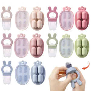 Silicone Baby Fruit Feeder With Cover Fruit Vegetable Food Supplement Bite Soother Nibbler Feeding Tableware Teething Pacifier